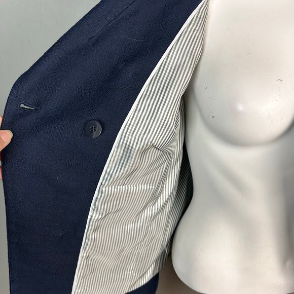 Banana Republic Blazer Jacket women's size 12 military blue gold buttons double - Picture 12 of 15